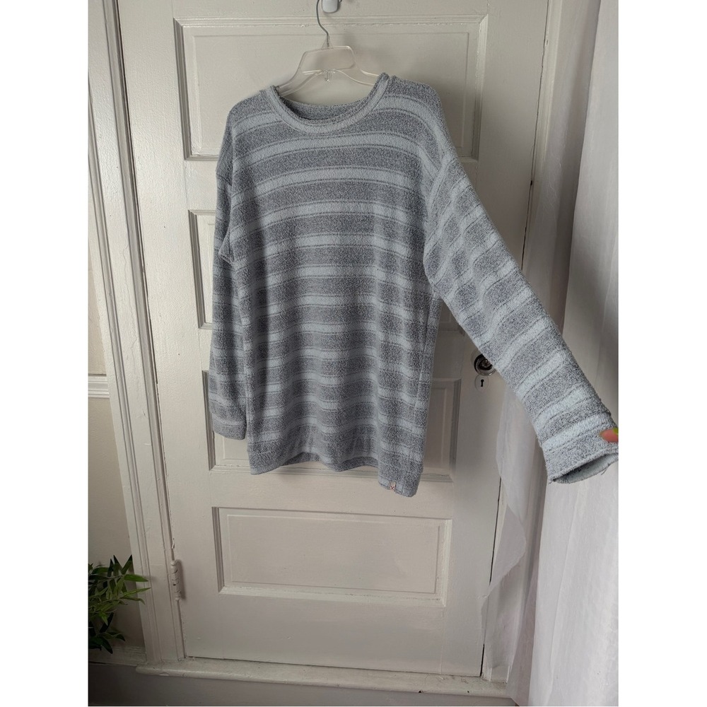 Vineyard Crew Textured Striped Crewneck Sweater Light Blue Gray Cotton Blend XL - Picture 3 of 11